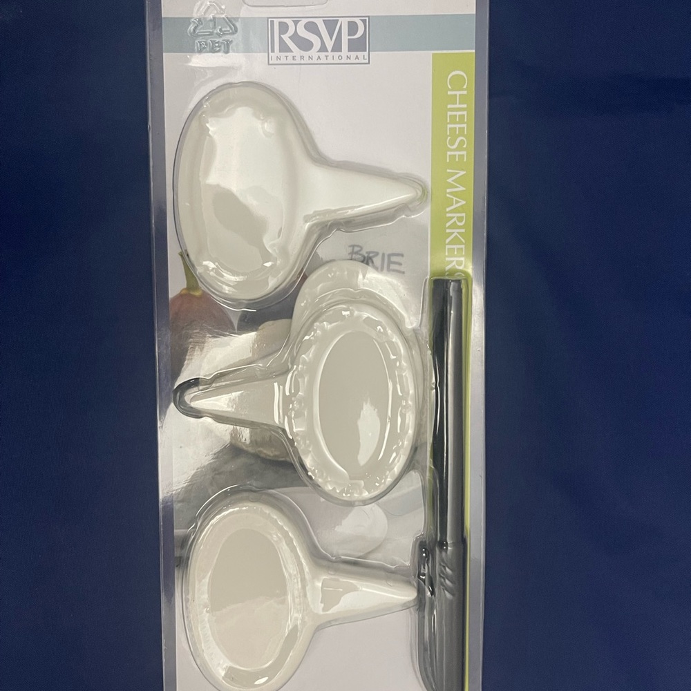RSVP International White Porcelain Set Of 6 Cheese Markers. “New”